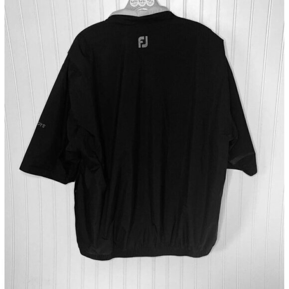 Dryjoys Footjoys Mens LG 1/2 Zip Snap Kangaroo Pocket Black Tan S/S Wind Shirt - Picture 2 of 16